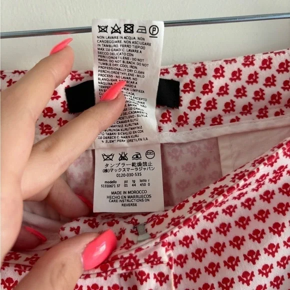 MAXMARA | Red And White Printed Slim Pants - Picture 4 of 4